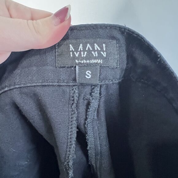 boohoo MAN Cargo Pants Black Flap Pocket Y2K Style Cotton Women's Size Small - Picture 9 of 11